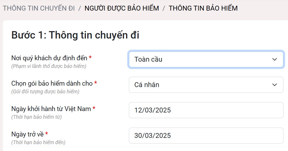 Hướng dẫn từng bước mua bảo hiểm du lịch online tại baohiemmy.vn